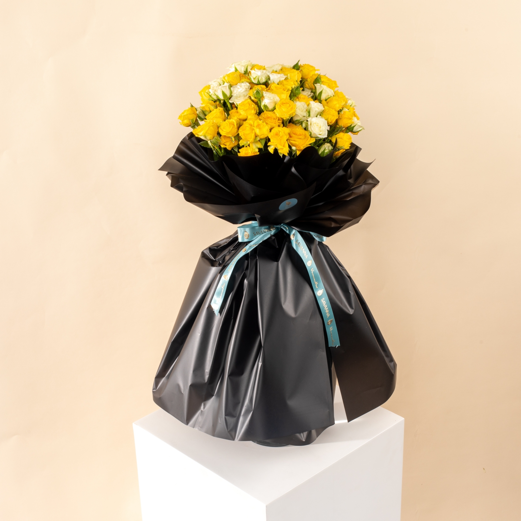Picture of Baby Rose White and Yellow Hand Bouquet