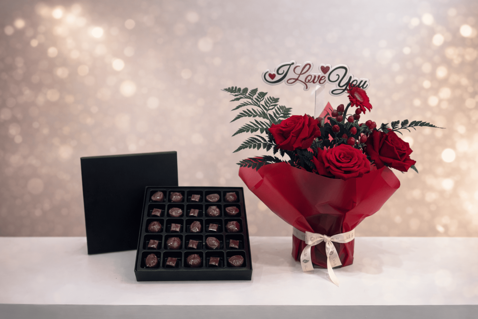 Picture of Assorted chocolate Box 25 pcs | Red Flowers