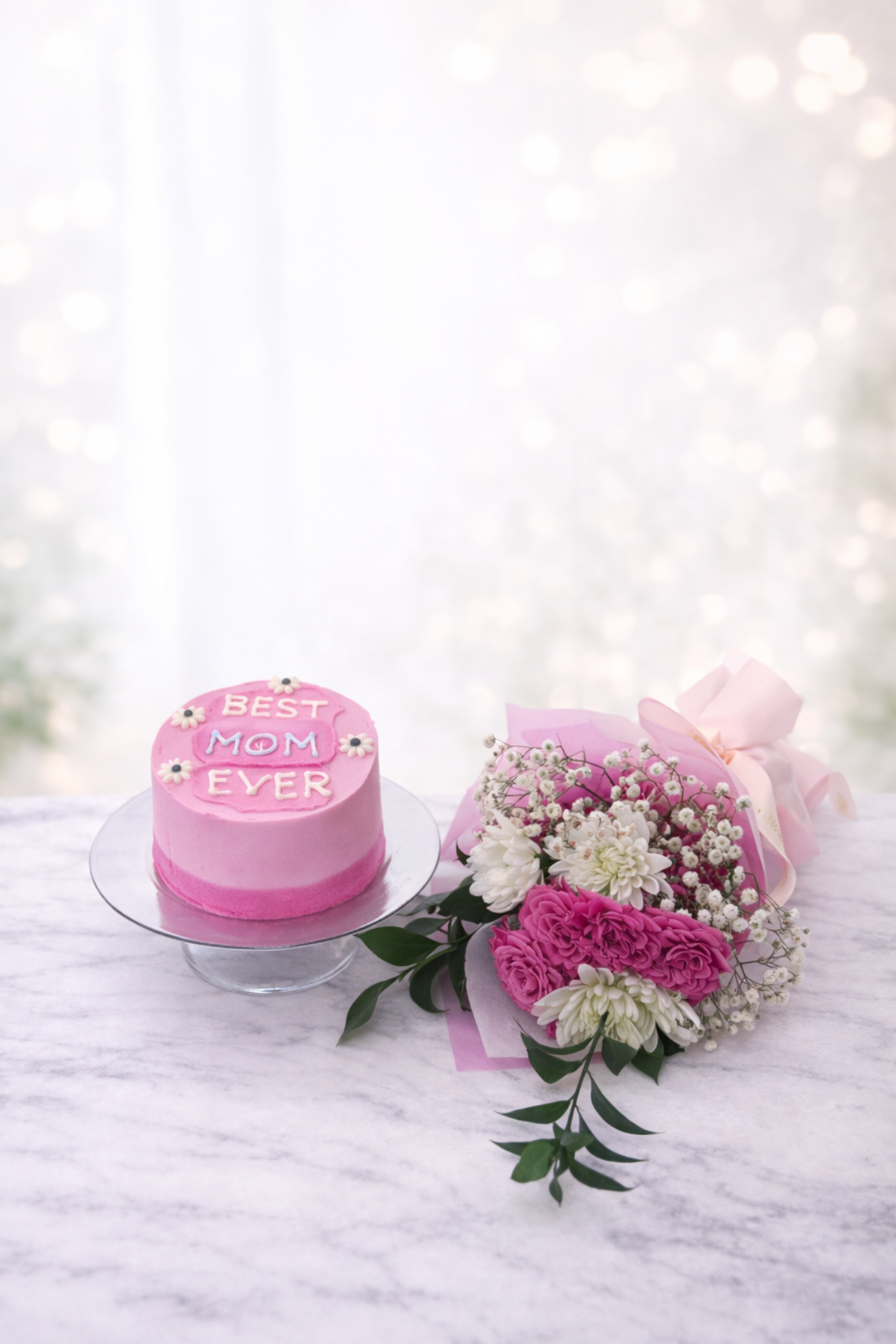 Picture of Best Mom Ever Cake |vanilla and chocolate |flowers |2 to 4 person
